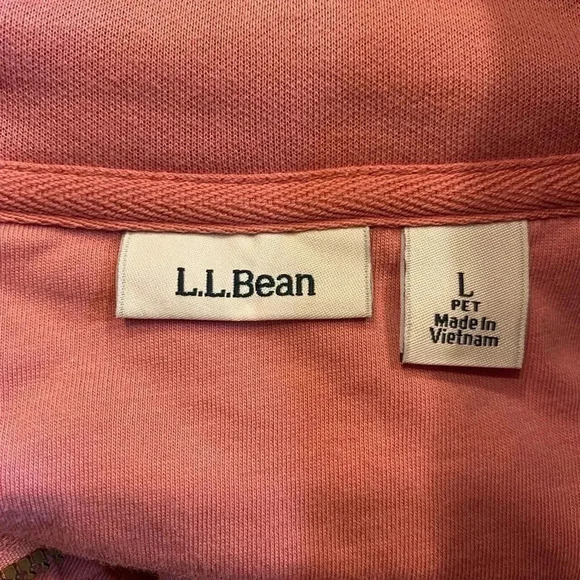 LL Bean Mauve/Pink pullover diamond quilting, quarter-zip pullover front pocket - Picture 4 of 6